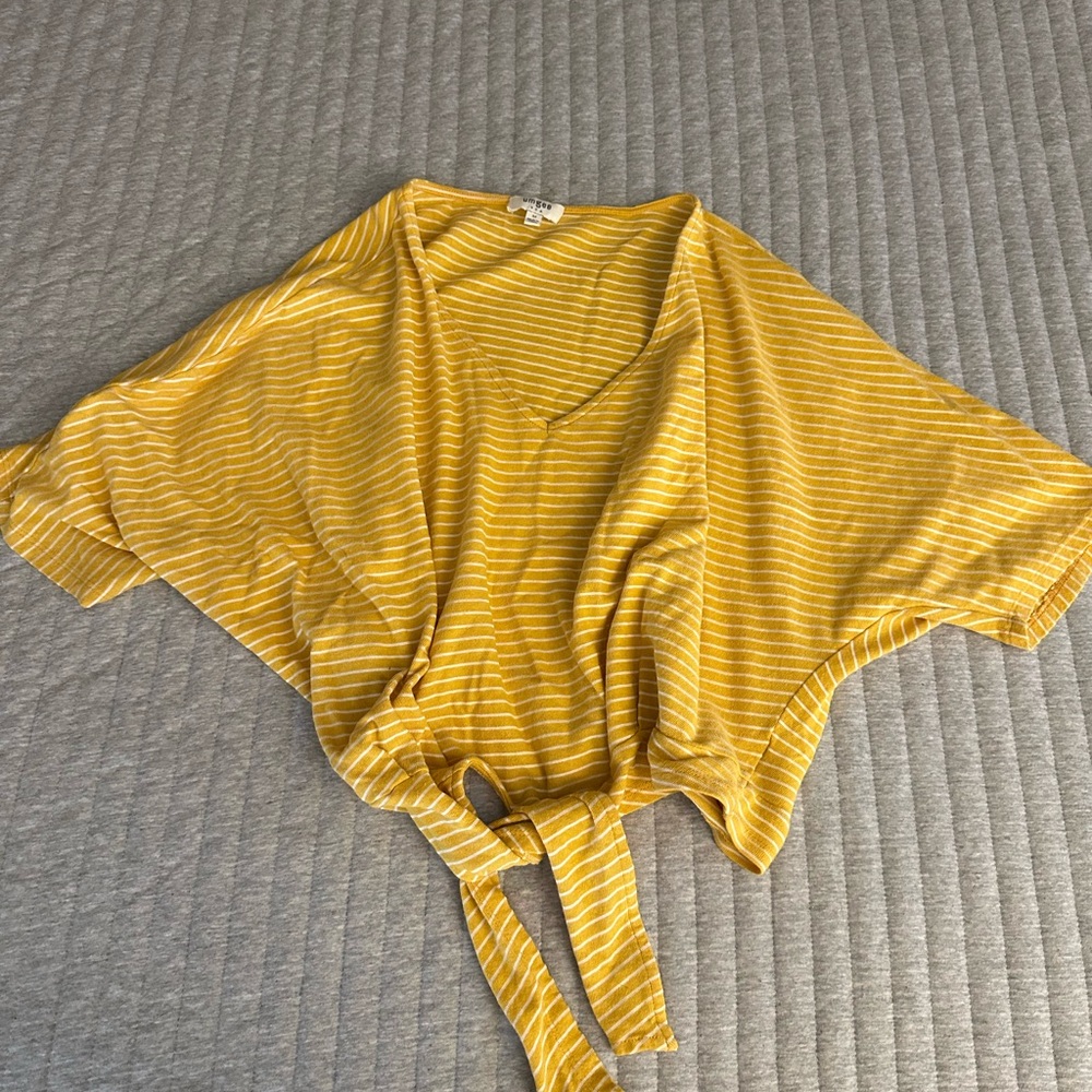 Umgee Yellow Striped Women's tie Top